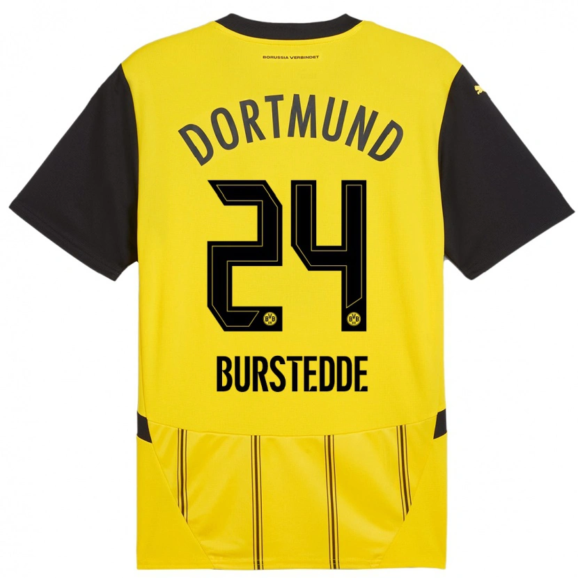 Danxen Kinderen Joshua Burstedde #24 Geel Zwart Thuisshirt Thuistenue 2024/25 T-Shirt