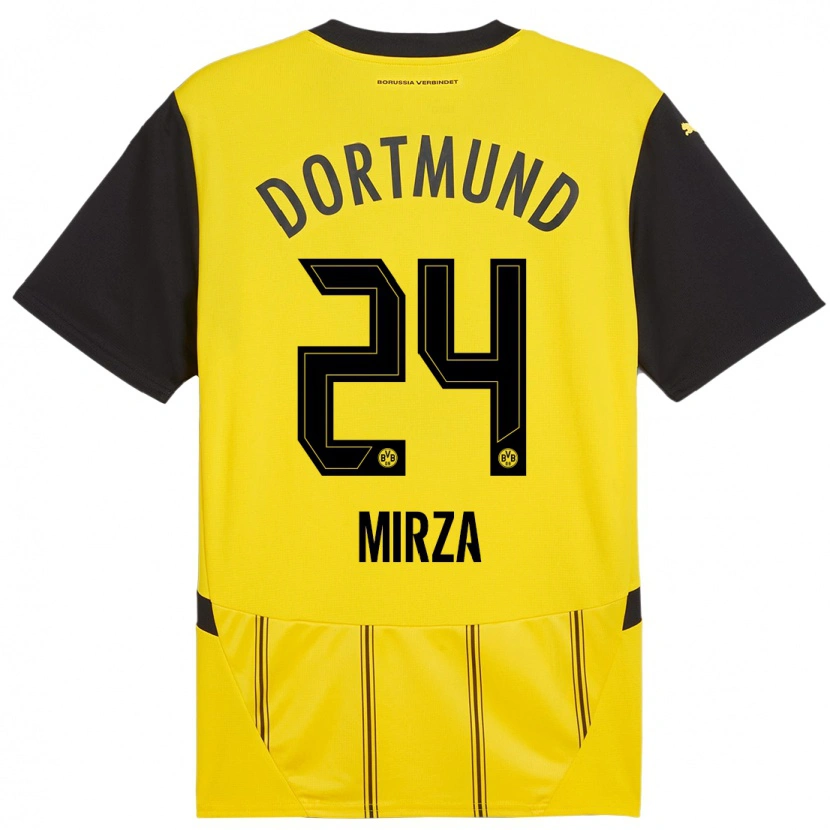 Danxen Kinderen Marwan-Omir Mirza #24 Geel Zwart Thuisshirt Thuistenue 2024/25 T-Shirt