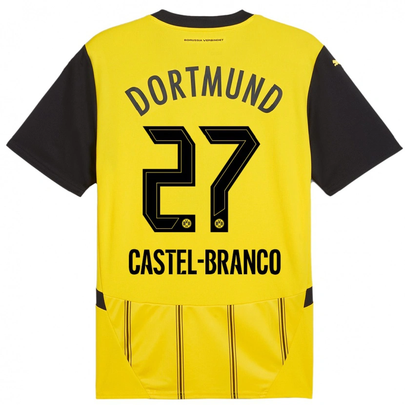 Danxen Kinderen Diego Castel-Branco #27 Geel Zwart Thuisshirt Thuistenue 2024/25 T-Shirt