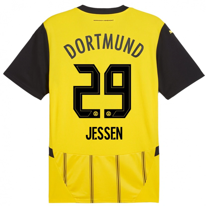 Danxen Kinderen Niklas Jessen #29 Geel Zwart Thuisshirt Thuistenue 2024/25 T-Shirt