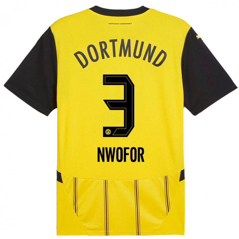 Danxen Kinderen Jamie Nwofor #3 Geel Zwart Thuisshirt Thuistenue 2024/25 T-Shirt