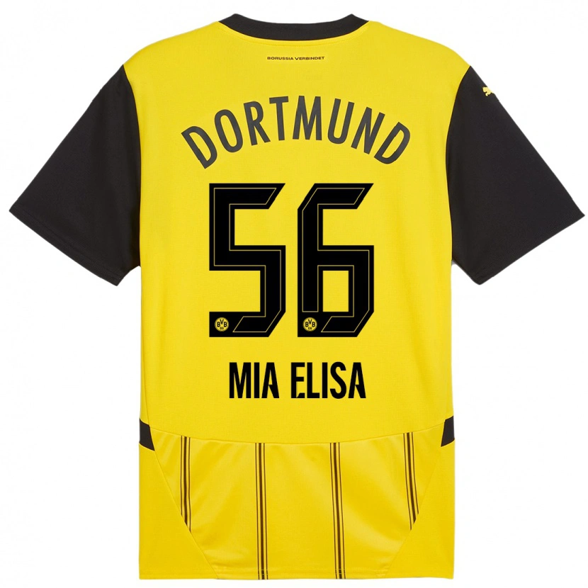 Danxen Kinderen Bomnuter Mia Elisa #56 Geel Zwart Thuisshirt Thuistenue 2024/25 T-Shirt