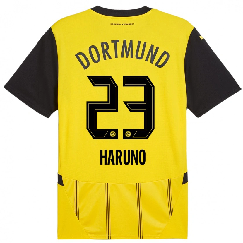 Danxen Kinderen Sasaki Haruno #23 Geel Zwart Thuisshirt Thuistenue 2024/25 T-Shirt