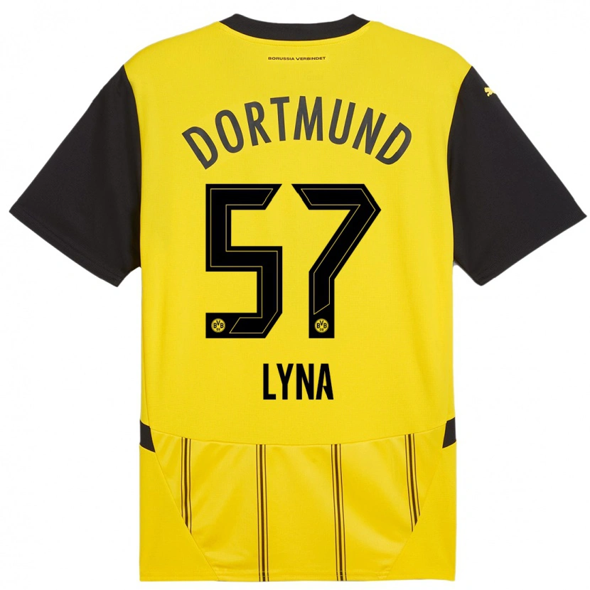 Danxen Kinderen Schwarz Lyna #57 Geel Zwart Thuisshirt Thuistenue 2024/25 T-Shirt