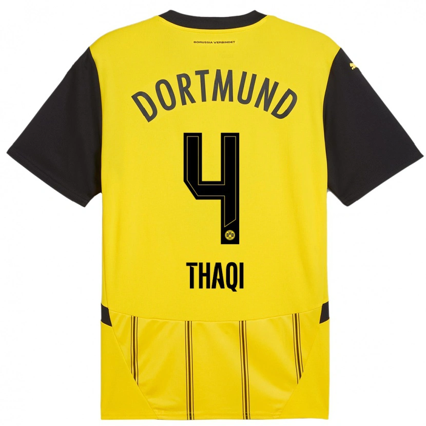 Danxen Kinderen Albin Thaqi #4 Geel Zwart Thuisshirt Thuistenue 2024/25 T-Shirt