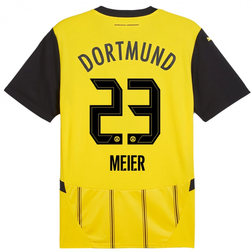 Danxen Kinderen Maximilian Meier #23 Geel Zwart Thuisshirt Thuistenue 2024/25 T-Shirt