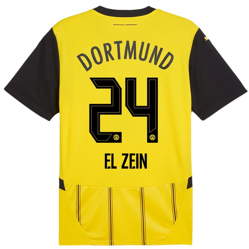 Danxen Kinderen Abu-Bekir Omer El-Zein #24 Geel Zwart Thuisshirt Thuistenue 2024/25 T-Shirt