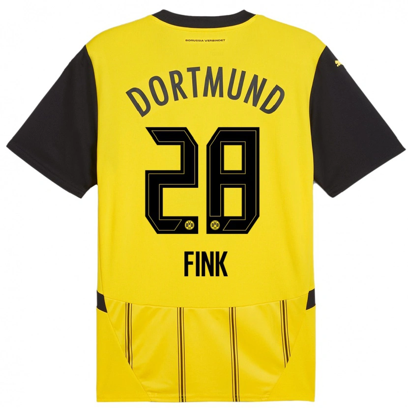 Danxen Kinderen Bradley Fink #28 Geel Zwart Thuisshirt Thuistenue 2024/25 T-Shirt