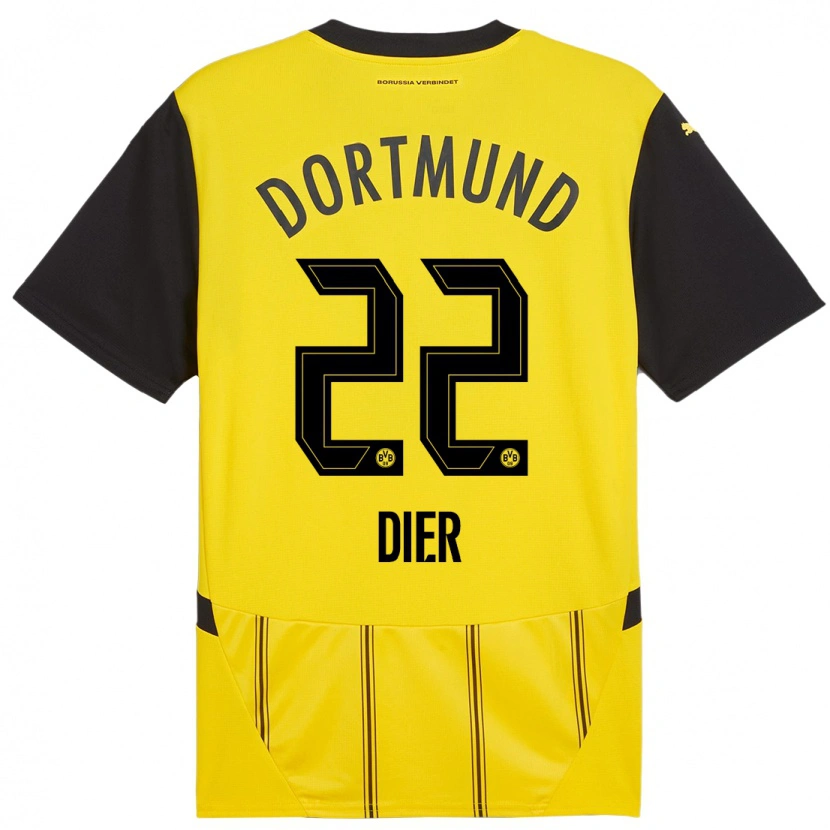 Danxen Kinderen Henrik Dier #22 Geel Zwart Thuisshirt Thuistenue 2024/25 T-Shirt