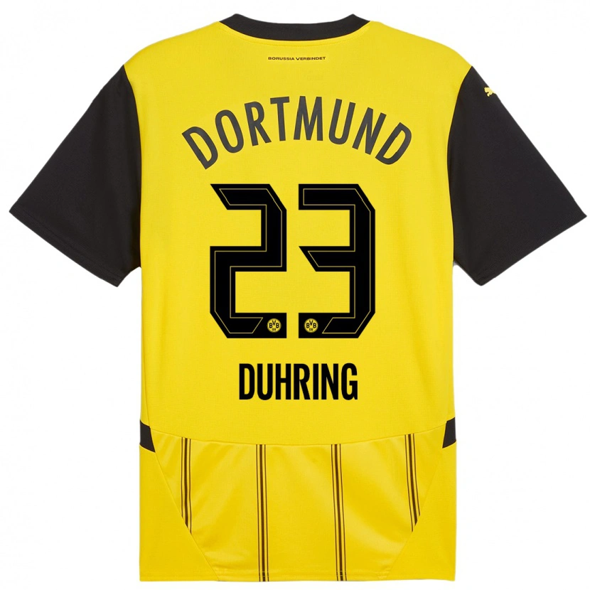 Danxen Kinderen Marc Niclas Duhring #23 Geel Zwart Thuisshirt Thuistenue 2024/25 T-Shirt