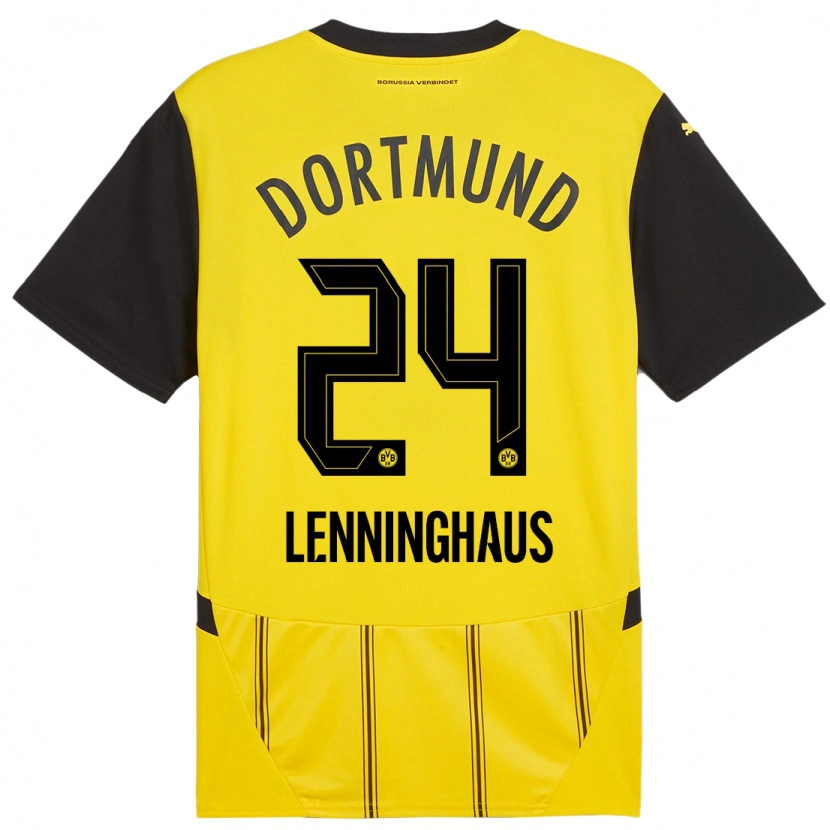 Danxen Kinderen Mika Lenninghaus #24 Geel Zwart Thuisshirt Thuistenue 2024/25 T-Shirt