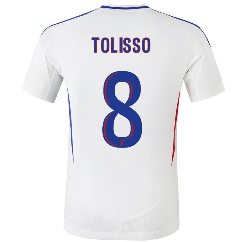 Danxen Kinderen Corentin Tolisso #8 Wit Blauw Thuisshirt Thuistenue 2024/25 T-Shirt