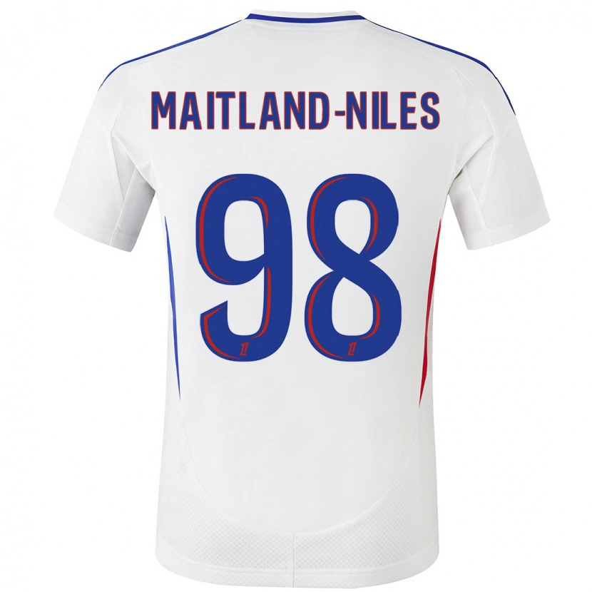 Danxen Kinderen Ainsley Maitland-Niles #98 Wit Blauw Thuisshirt Thuistenue 2024/25 T-Shirt