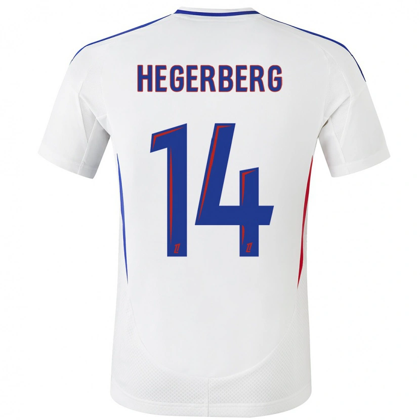 Danxen Kinderen Ada Hegerberg #14 Wit Blauw Thuisshirt Thuistenue 2024/25 T-Shirt