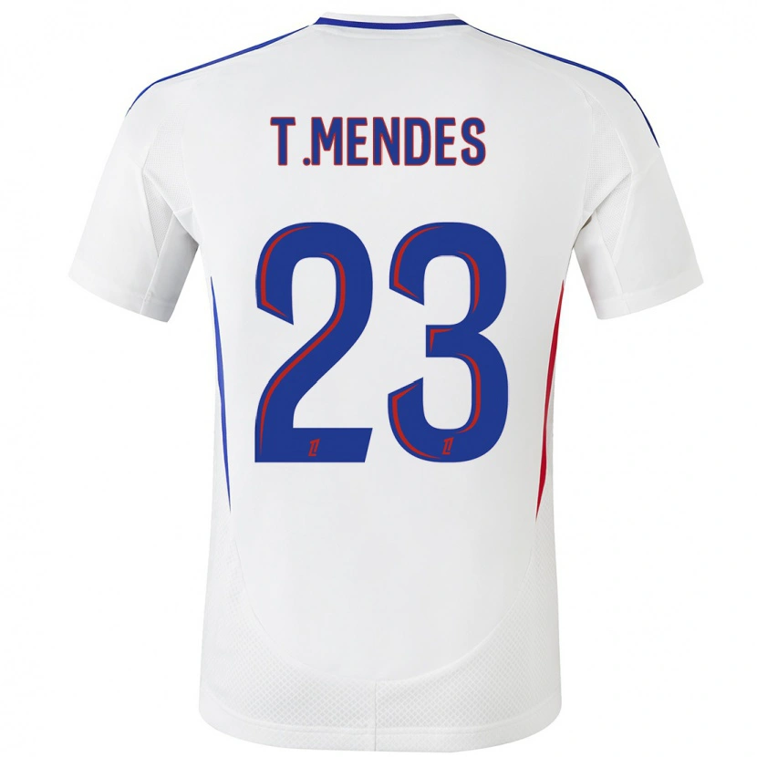 Danxen Kinderen Thiago Mendes #23 Wit Blauw Thuisshirt Thuistenue 2024/25 T-Shirt