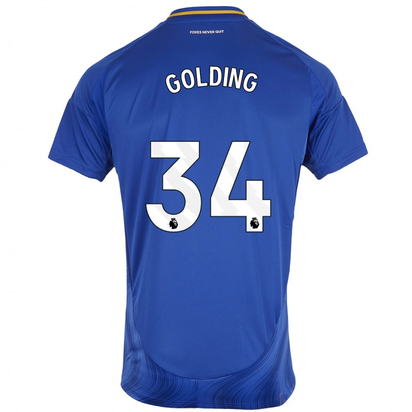 Danxen Kinderen Michael Golding #34 Blauw Wit Thuisshirt Thuistenue 2024/25 T-Shirt