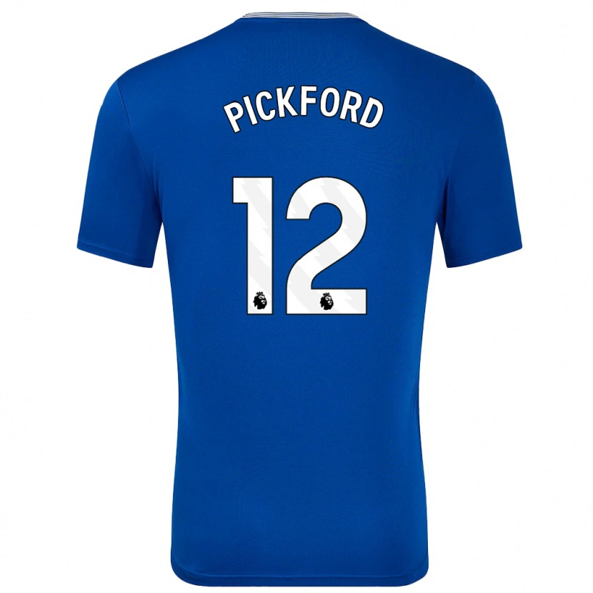 Danxen Kinderen Jordan Pickford #12 Blauw Met Thuisshirt Thuistenue 2024/25 T-Shirt