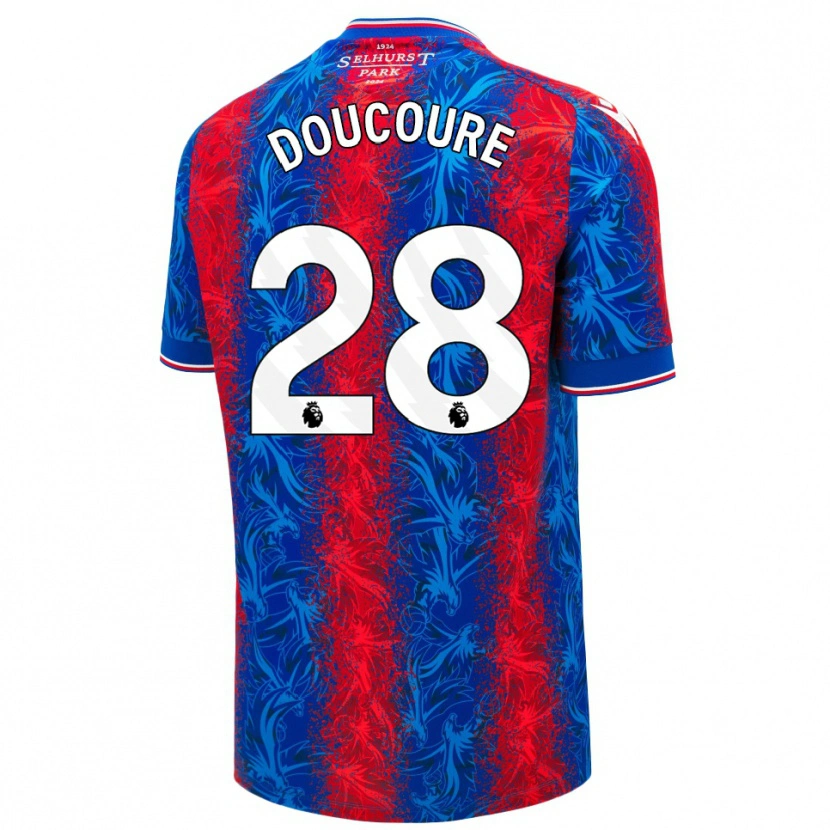 Danxen Kinderen Cheick Doucouré #28 Rood Blauwe Strepen Thuisshirt Thuistenue 2024/25 T-Shirt