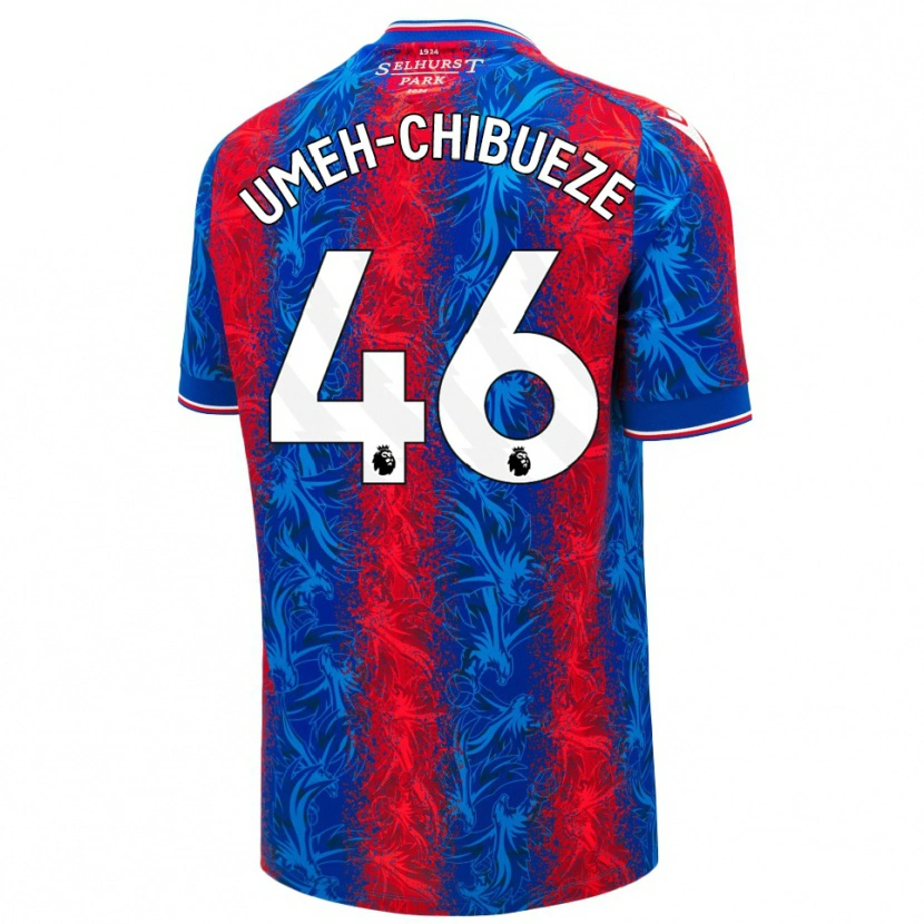 Danxen Kinderen Franco Umeh-Chibueze #46 Rood Blauwe Strepen Thuisshirt Thuistenue 2024/25 T-Shirt