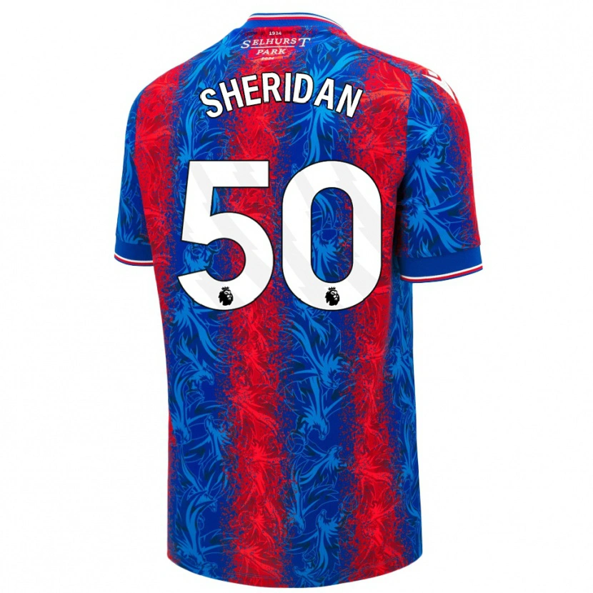 Danxen Kinderen Joe Sheridan #50 Rood Blauwe Strepen Thuisshirt Thuistenue 2024/25 T-Shirt