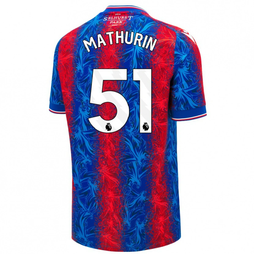 Danxen Kinderen Roshaun Mathurin #51 Rood Blauwe Strepen Thuisshirt Thuistenue 2024/25 T-Shirt