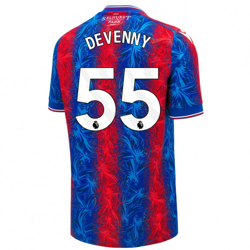 Danxen Kinderen Justin Devenny #55 Rood Blauwe Strepen Thuisshirt Thuistenue 2024/25 T-Shirt