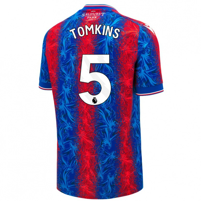 Danxen Kinderen James Tomkins #5 Rood Blauwe Strepen Thuisshirt Thuistenue 2024/25 T-Shirt