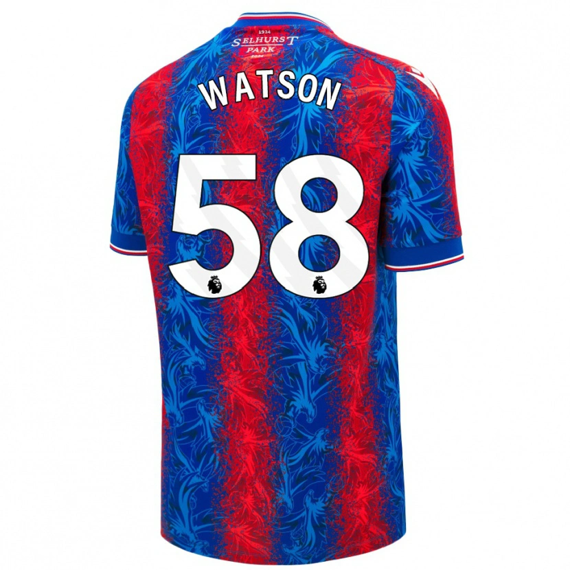 Danxen Kinderen Noah Watson #58 Rood Blauwe Strepen Thuisshirt Thuistenue 2024/25 T-Shirt