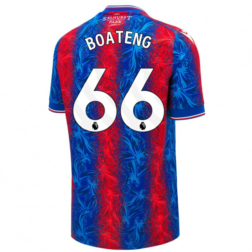 Danxen Kinderen David Boateng #66 Rood Blauwe Strepen Thuisshirt Thuistenue 2024/25 T-Shirt