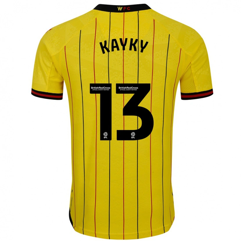 Danxen Kinderen Kayky Almeida #13 Geel Zwart Thuisshirt Thuistenue 2024/25 T-Shirt