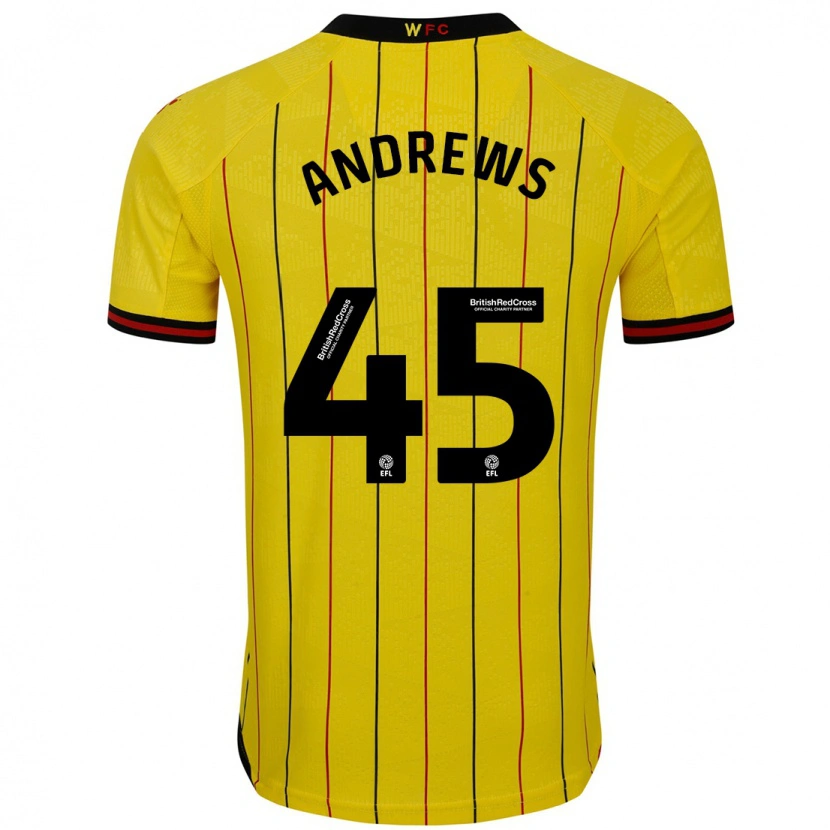 Danxen Kinderen Ryan Andrews #45 Geel Zwart Thuisshirt Thuistenue 2024/25 T-Shirt