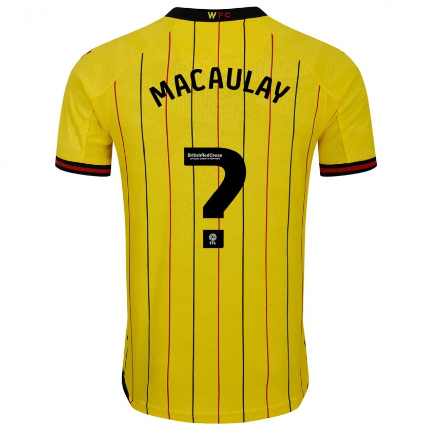 Danxen Kinderen Jonathan Macaulay #0 Geel Zwart Thuisshirt Thuistenue 2024/25 T-Shirt