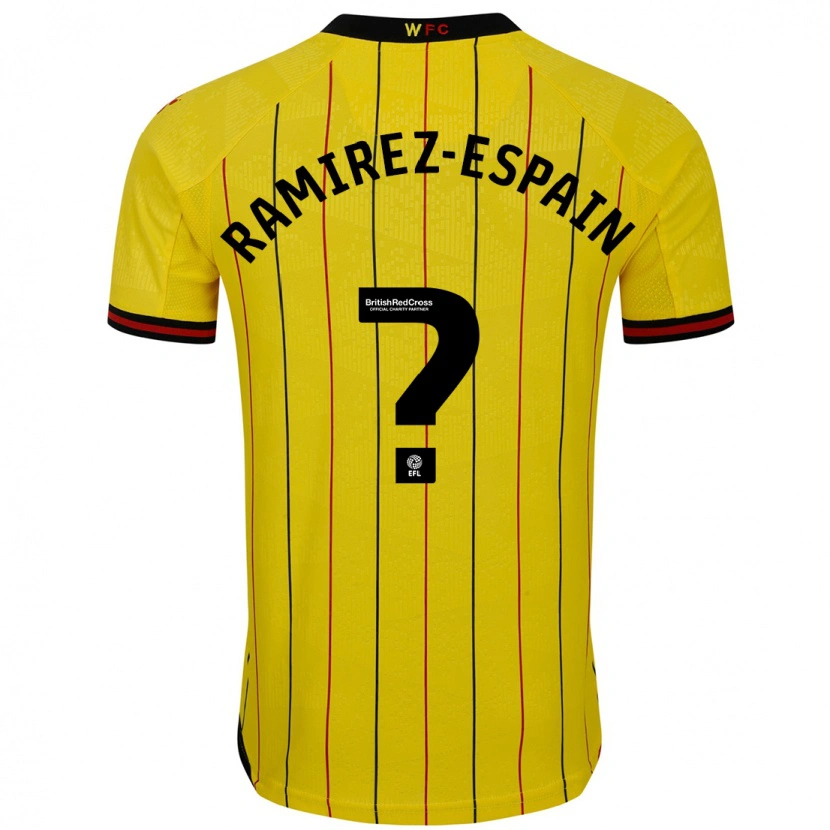 Danxen Kinderen Leo Ramirez-Espain #0 Geel Zwart Thuisshirt Thuistenue 2024/25 T-Shirt