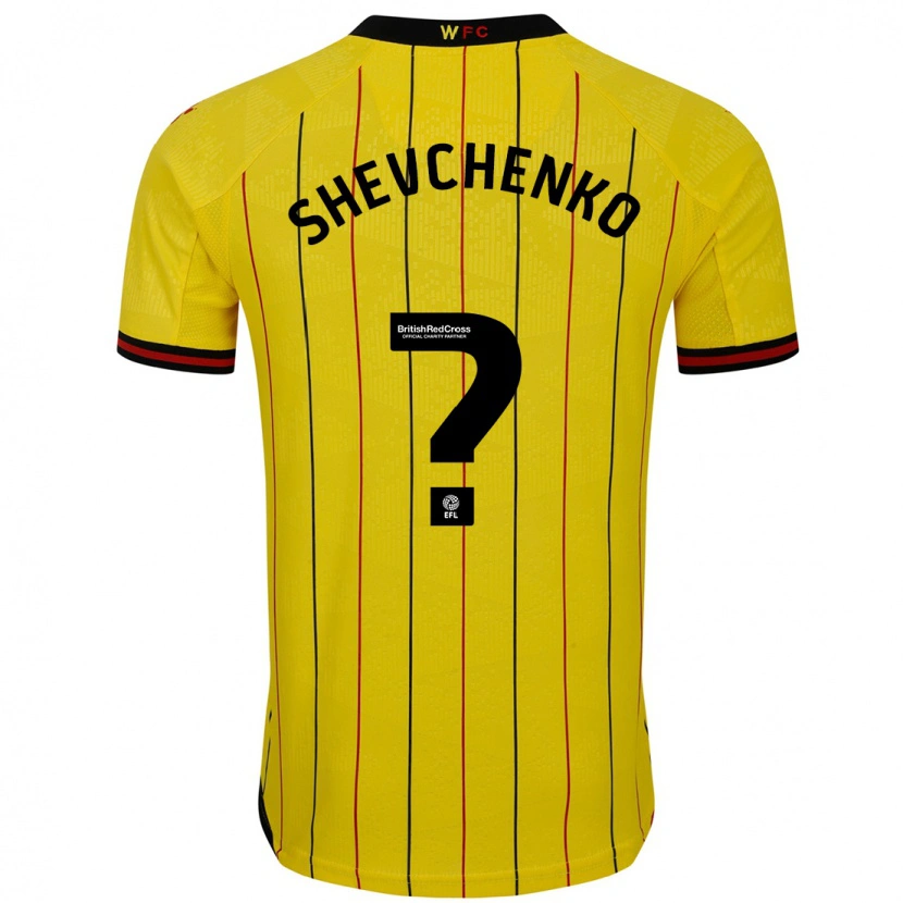 Danxen Kinderen Kristian Shevchenko #0 Geel Zwart Thuisshirt Thuistenue 2024/25 T-Shirt