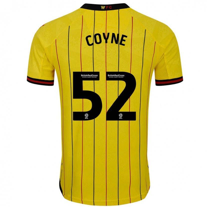 Danxen Kinderen Aidan Coyne #52 Geel Zwart Thuisshirt Thuistenue 2024/25 T-Shirt