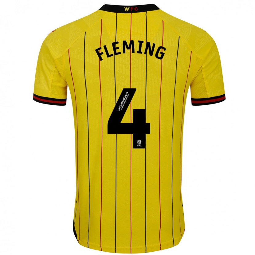 Danxen Kinderen Charlotte Fleming #4 Geel Zwart Thuisshirt Thuistenue 2024/25 T-Shirt