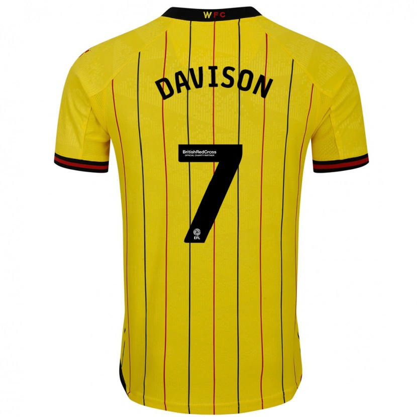 Danxen Kinderen Gemma Davison #7 Geel Zwart Thuisshirt Thuistenue 2024/25 T-Shirt