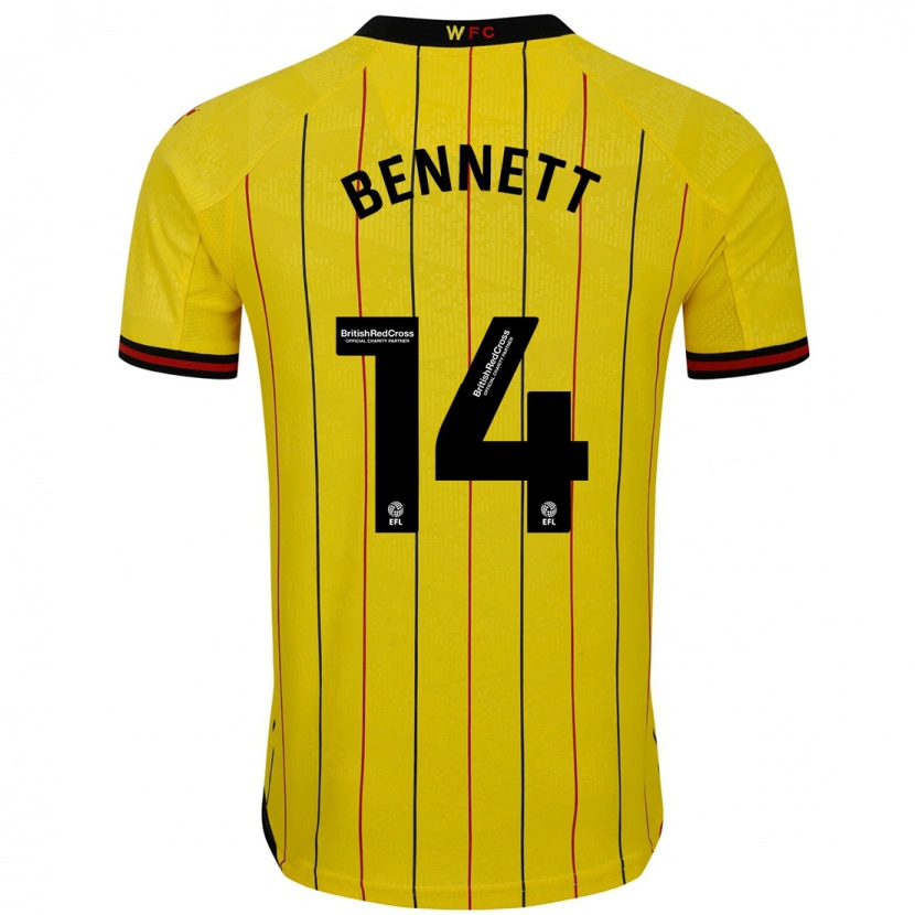 Danxen Kinderen Harley Bennett #14 Geel Zwart Thuisshirt Thuistenue 2024/25 T-Shirt