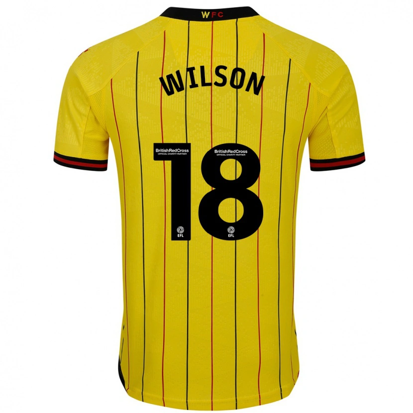 Danxen Kinderen Poppy Wilson #18 Geel Zwart Thuisshirt Thuistenue 2024/25 T-Shirt