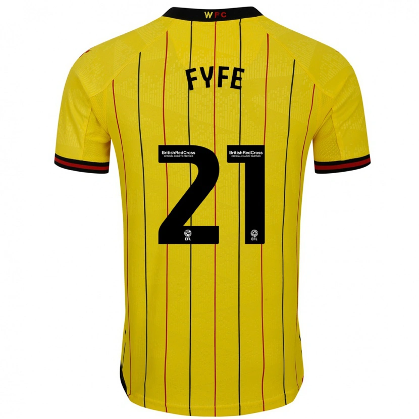 Danxen Kinderen Flo Fyfe #21 Geel Zwart Thuisshirt Thuistenue 2024/25 T-Shirt