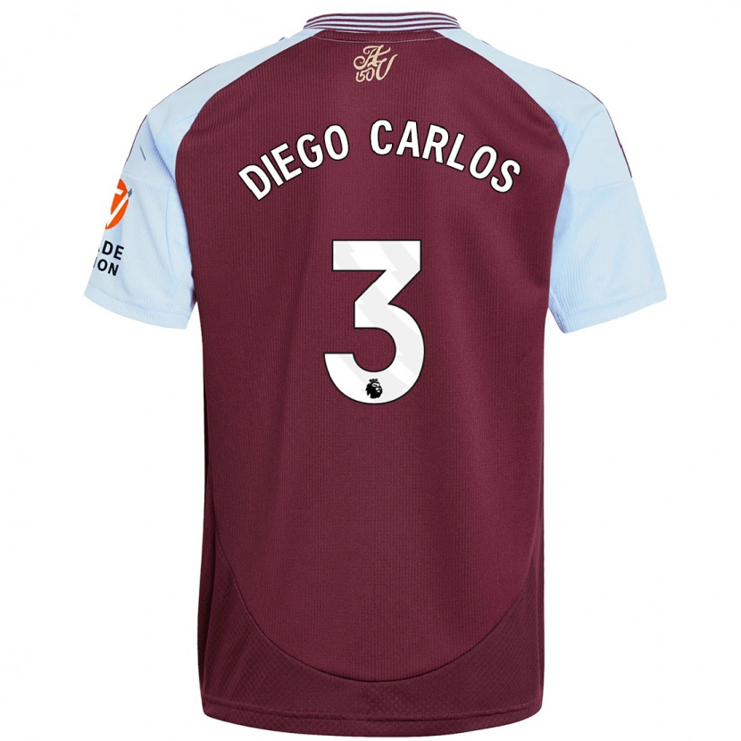 Danxen Kinderen Diego Carlos #3 Bordeaux Hemelsblauw Thuisshirt Thuistenue 2024/25 T-Shirt