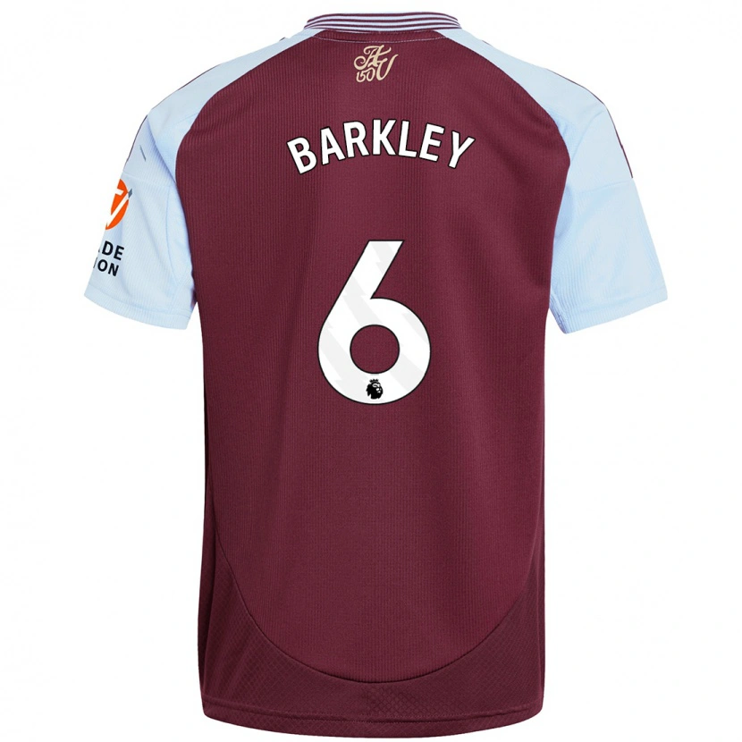 Danxen Kinderen Ross Barkley #6 Bordeaux Hemelsblauw Thuisshirt Thuistenue 2024/25 T-Shirt