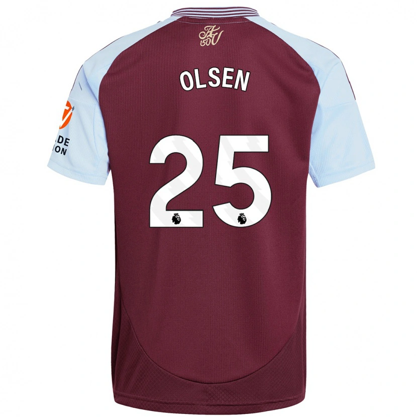 Danxen Kinderen Robin Olsen #25 Bordeaux Hemelsblauw Thuisshirt Thuistenue 2024/25 T-Shirt