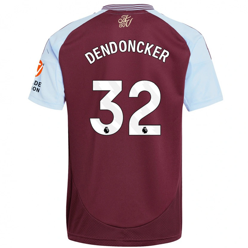 Danxen Kinderen Leander Dendoncker #32 Bordeaux Hemelsblauw Thuisshirt Thuistenue 2024/25 T-Shirt