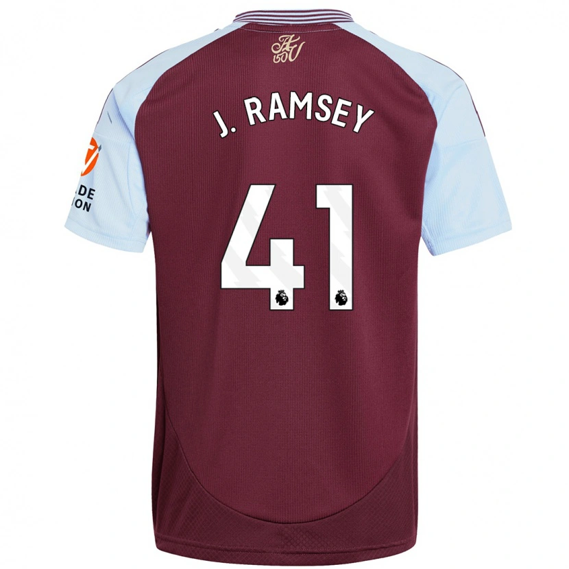 Danxen Kinderen Jacob Ramsey #41 Bordeaux Hemelsblauw Thuisshirt Thuistenue 2024/25 T-Shirt