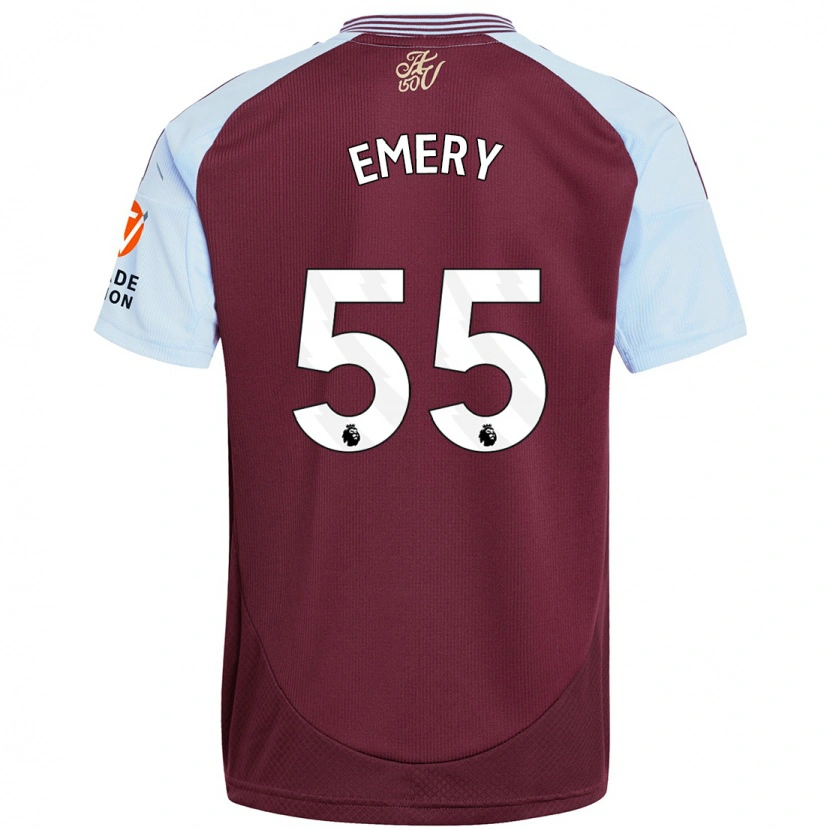 Danxen Kinderen Lander Emery #55 Bordeaux Hemelsblauw Thuisshirt Thuistenue 2024/25 T-Shirt