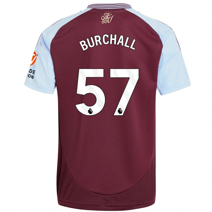 Danxen Kinderen Ajani Burchall #57 Bordeaux Hemelsblauw Thuisshirt Thuistenue 2024/25 T-Shirt