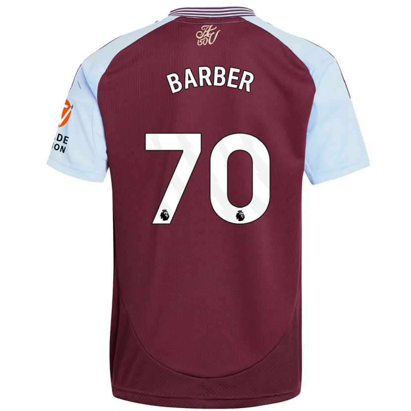 Danxen Kinderen Jayden Barber #70 Bordeaux Hemelsblauw Thuisshirt Thuistenue 2024/25 T-Shirt