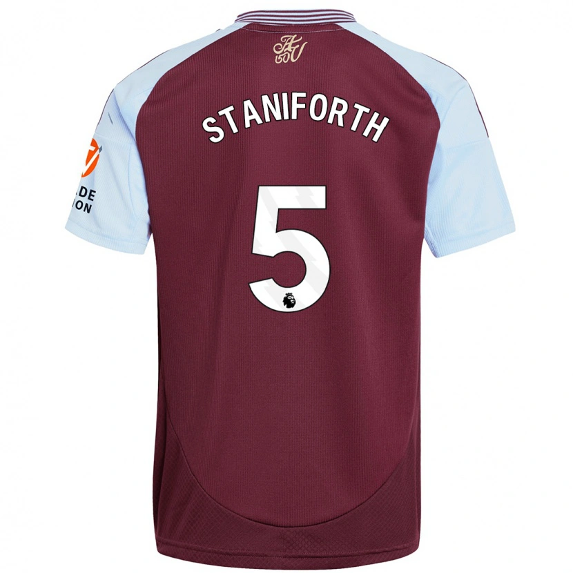 Danxen Kinderen Lucy Staniforth #5 Bordeaux Hemelsblauw Thuisshirt Thuistenue 2024/25 T-Shirt