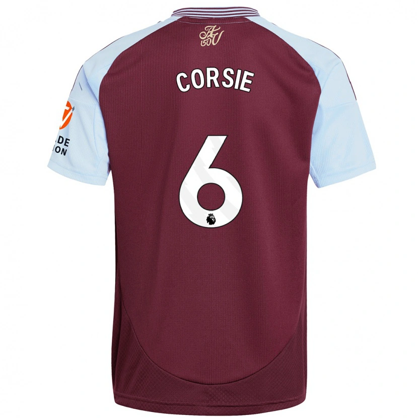 Danxen Kinderen Rachel Corsie #6 Bordeaux Hemelsblauw Thuisshirt Thuistenue 2024/25 T-Shirt